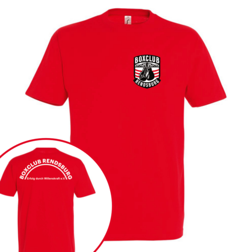 T-Shirt Boxclub Rendsburg e.V. rot, vorne und hinten bedruckt