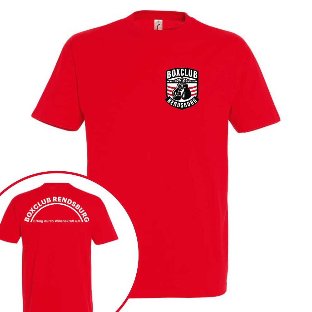 T-Shirt Boxclub Rendsburg e.V. rot, vorne und hinten bedruckt