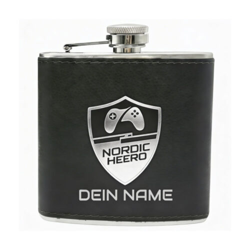 Flachmann Nordic Heero schwarz personalisiert