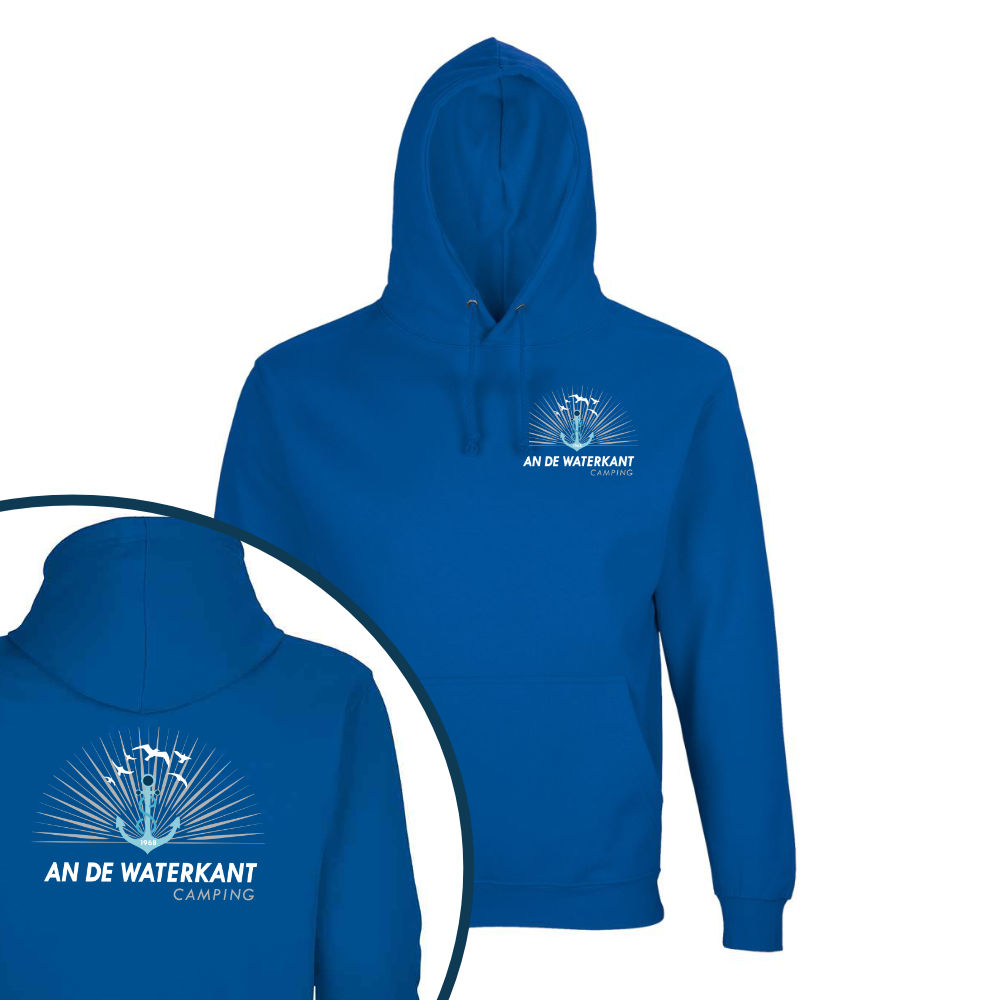an de Waterkant Camping Husum Hoodie-königsblau-vorne-hinten