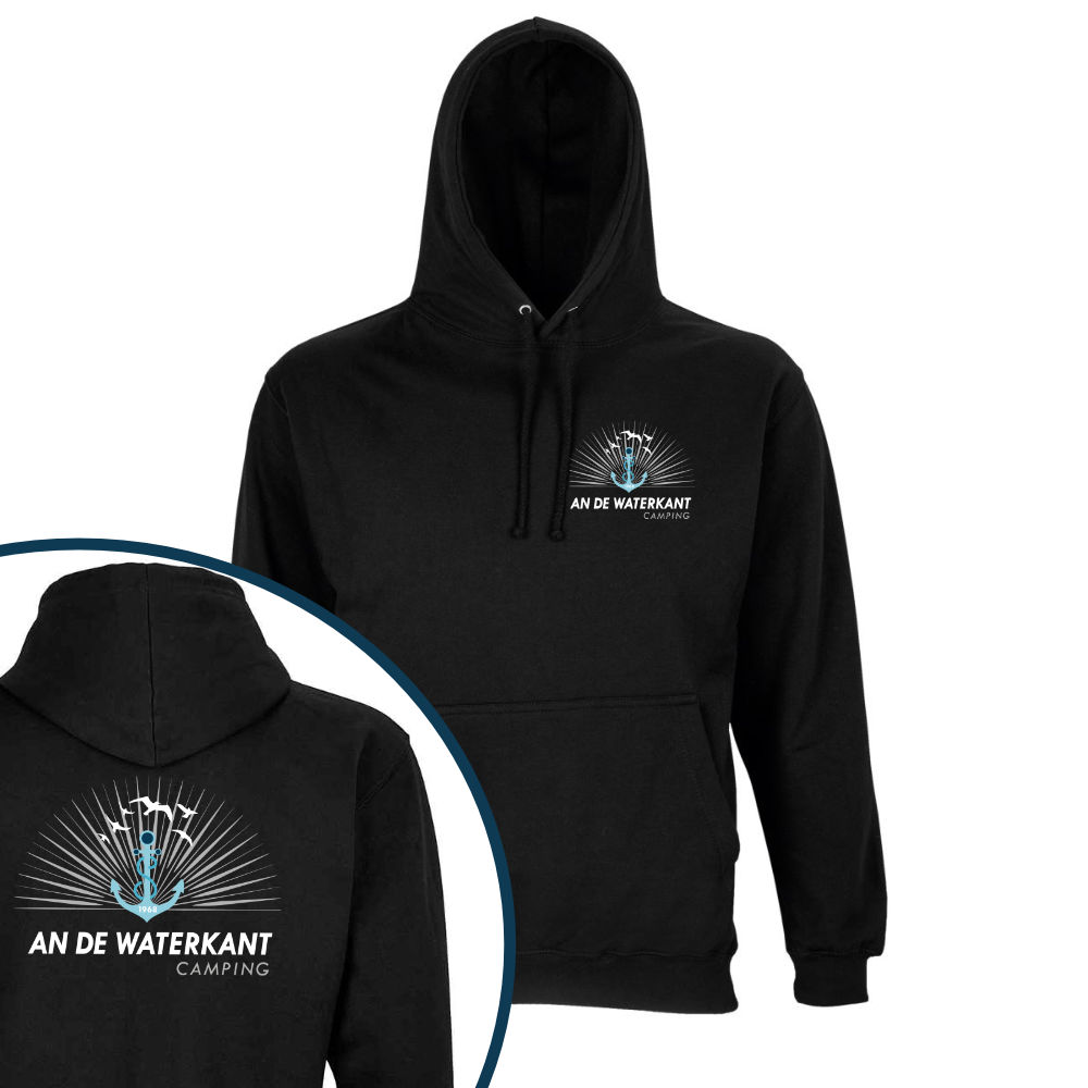 an de Waterkant Camping Husum Hoodie-schwarz-vorne-hinten