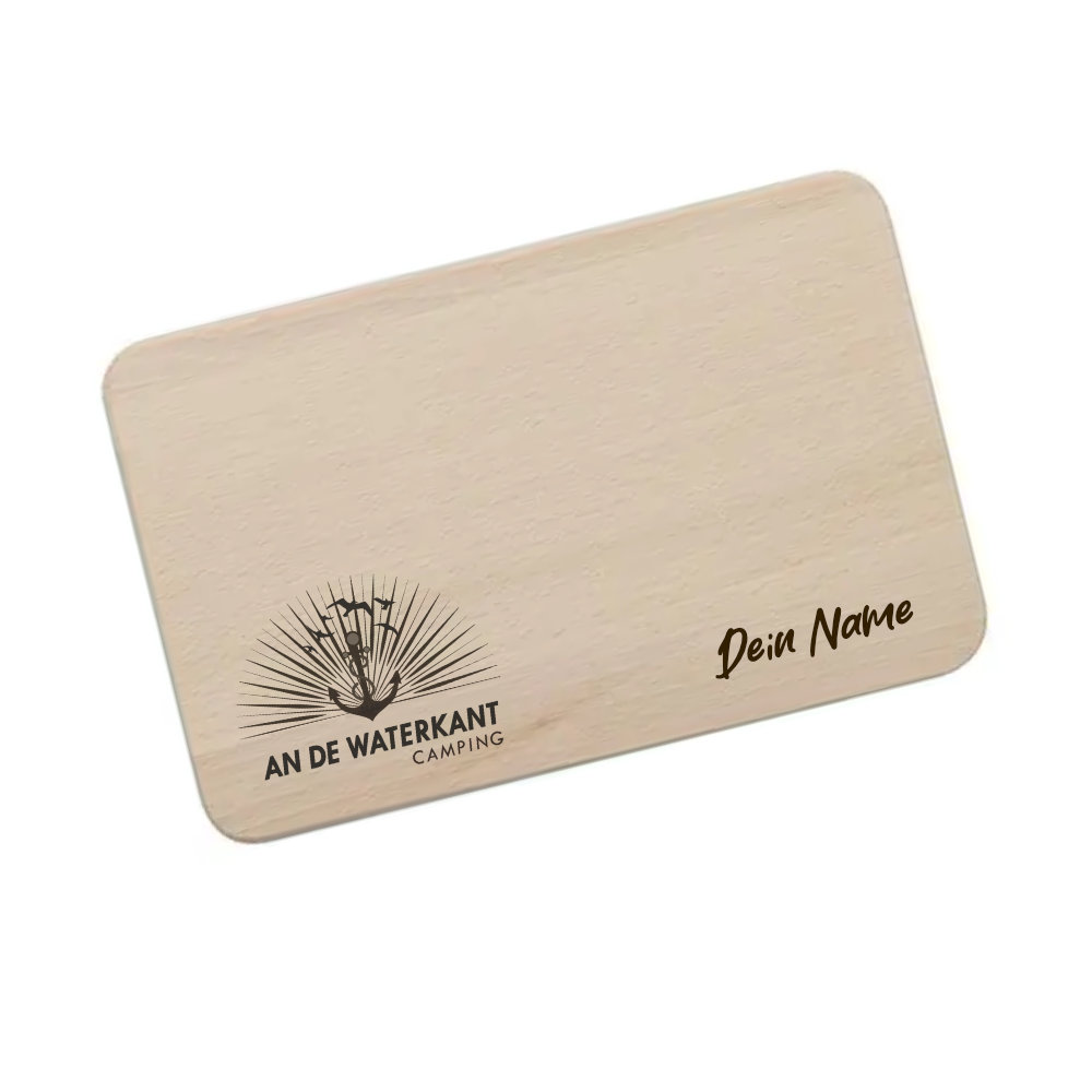 Frühstücksbrettchen An De Waterkant Camping Logo Name