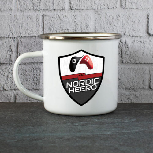 Emailletasse NordicHeero Logo hinten