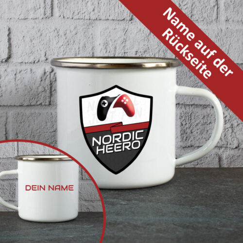 Emailletasse NordicHeero Logo Name