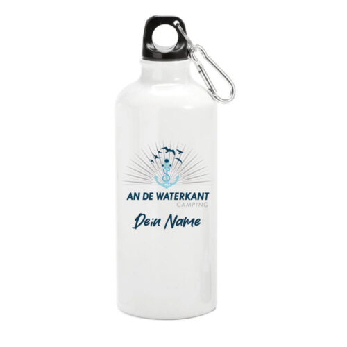 Trinkflasche an de Waterkant Camping Logo Name
