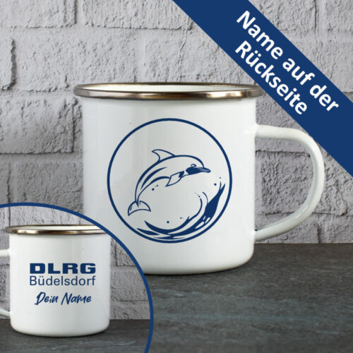 DLRG Büdelsdorf Emaille-Tasse Logo Name