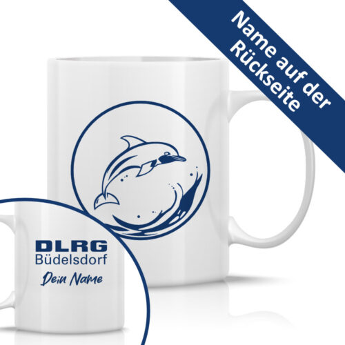DLRG Büdelsdorf Keramiktasse Logo Name