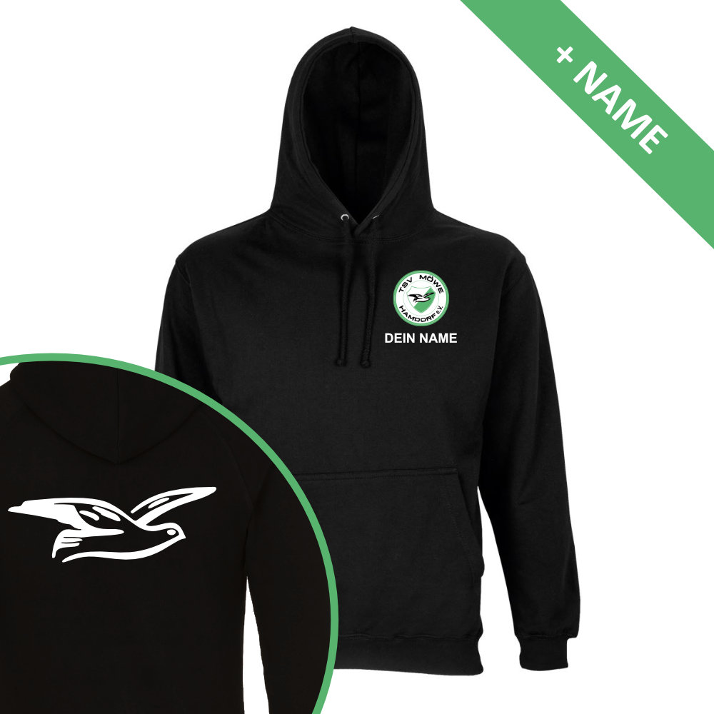 TSV Moewe Hamdorf e.V. Hoodie schwarz Logo vorne hinten Name