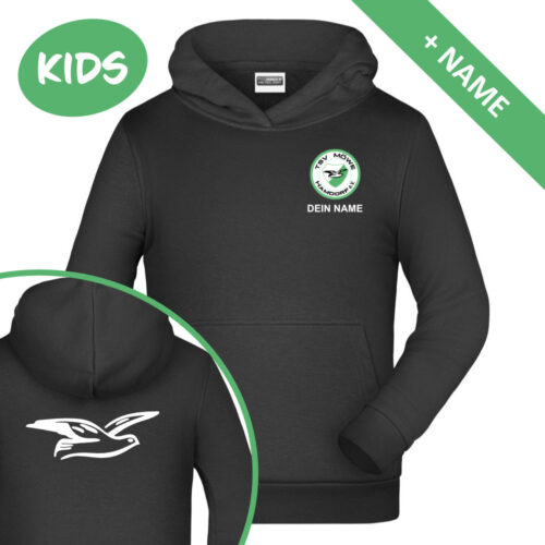 TSV Moewe Hamdorf e.V. Hoodie Kids schwarz Logo vorne hinten Name