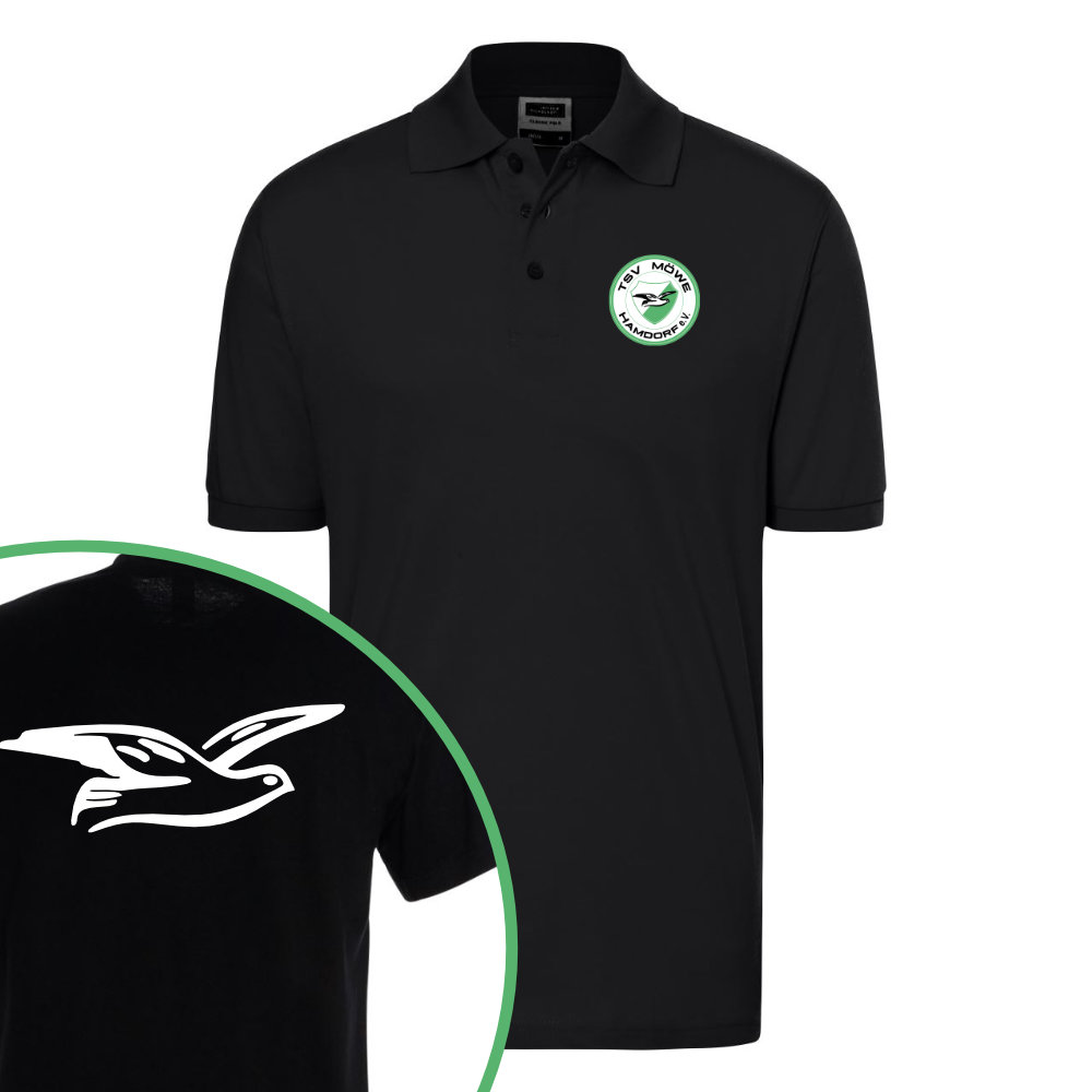 Polo Shirt TSV Möwe Hamdorf schwarz vorne hinten
